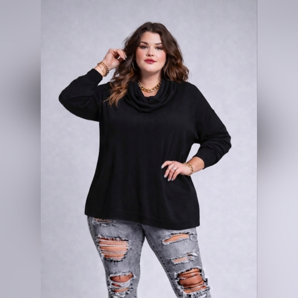 Debbie Morgan | Minimalist Cozy Luxe | Cowl Neck Sweater Tunic | Size L